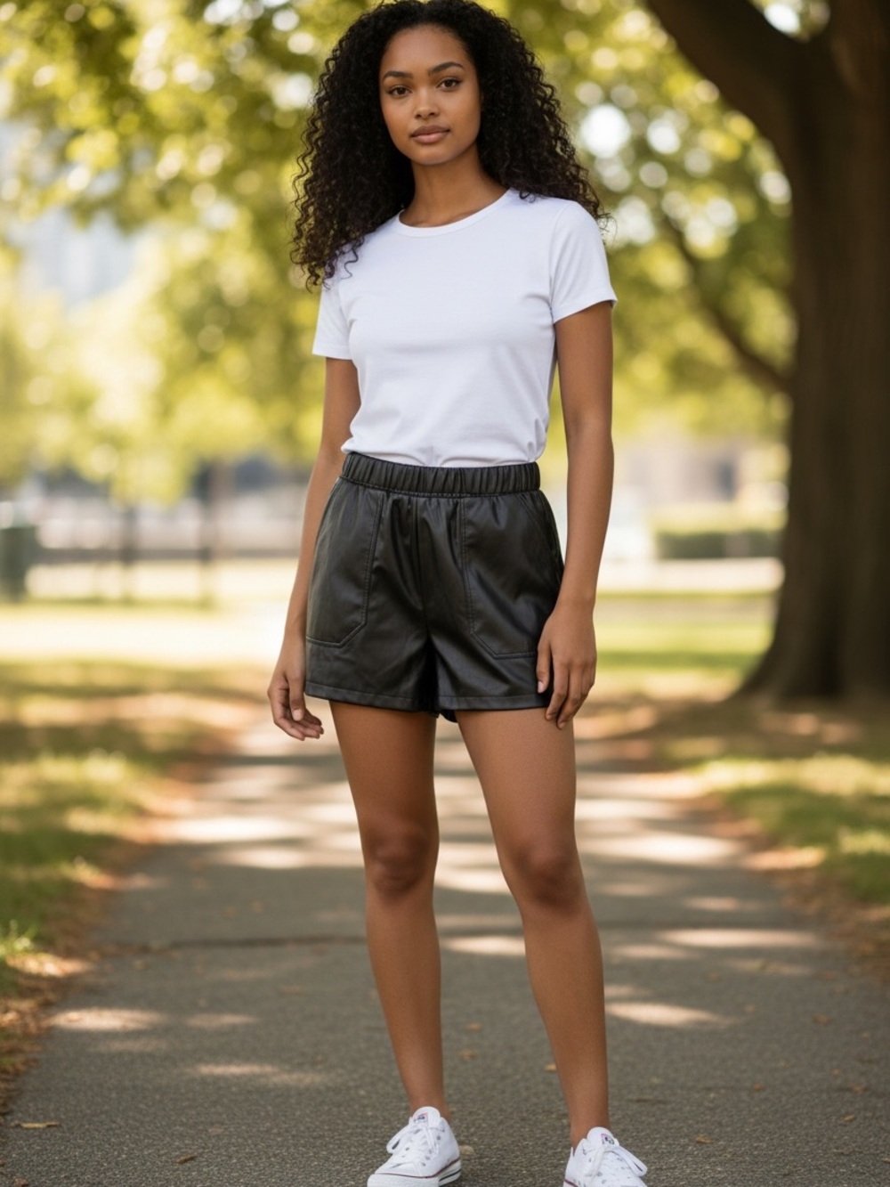 Steve Madden Black “Faux the Record” Vegan Leather Shorts Women’s Large NWT